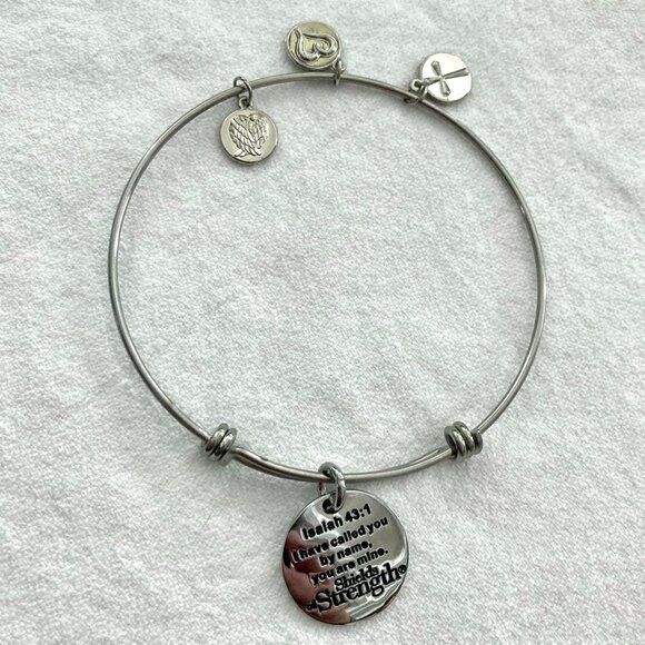 "Faith & Grace", Shields of Strength - Initial Bangle - "M" - Isaiah 43:1 - Picture 3 of 3